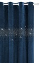 ZÁCLONA 140x250 NÁMORNÍCKA MODRÁ LESKLÉ VELÚROVÉ krúžky
