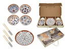 Sada 4 misiek s paličkami + tanier ako darček - orient sushi set