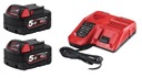 Sada batérií Milwaukee 2 x 5,0 Ah + nabíjačka M12-18FC
