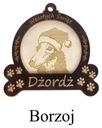 Vianočná guľa so psíkom a psom DREVENÁ guľa na vianočný stromček BORZOY