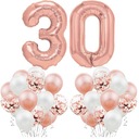 Sada ROSE GOLD k 30. narodeninám, výročiu svadby, balóniky na konfety RUŽOVÉ ZLATIE