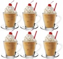 Sklenené šálky na čaj, kávu a LATTE, 6ks + podšálky