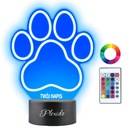 3D LED nočná lampa Paw Paw Dog Darček Váš nápis Gravírovanie mena