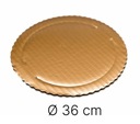 20x okrúhly základ na tortu, zlatý, hrubý, priem. 36 cm