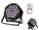 FAREBNÁ DISCO LAMPA RGB 36 LED STROBE DIAĽK