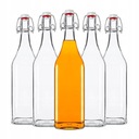 SET 5x ŠTVERCOVÉ FĽAŠE 1000 ml 1L na tinktúry nápoje + MECHANICKÝ viečko