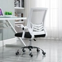 Ergonomická otočná kancelárska stolička, sieťovaná stolička - biela/čierna