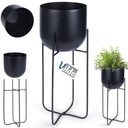 Kvetináč FLOWER STAND s krytom na stojane, čierny, 42 cm