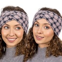 Pudrovo-grafitová čelenka ALPACA Houndstooth Warm Wide Fashion - Opa