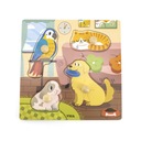 VIGA Drevené puzzle s ihličkovými zvieratkami