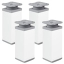 4x nastaviteľná hranatá nábytková noha 40x40 ATM H-100mm LESK BIELA ​​D-027
