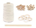 Sada MACRAME, 37 kusov, šnúrka, korálky, krúžky, tyčinka