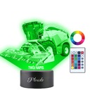 3D LED nočná lampa Kombajn Harvestor Farmer Daruj svoj nápis Gravírovanie mena
