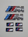 6x emblémy s logom BMW MPOWER na blatníky a ráfiky 45x15 mm a 17x9 mm strieborné