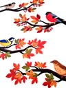Jesenná dekorácia Vtáčiky na vetvičkách - VEĽKÁ A3