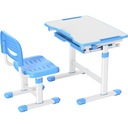Polohovateľný detský písací stôl a stolička, modrá