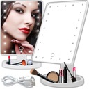 KOZMETICKÉ ZRKADLO NA MAKEUP, SVIETENÉ 22 LED, OTOČNÉ NA MAĽOVANIE