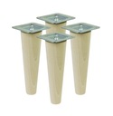 4x Nohy, rovné bukové drevené nohy, sada 15 cm