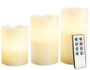 3x LED vosková sviečka, dekorácia na terasu