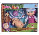 Bábika Medveď Máša a Simba 23 cm set Doktor Pig