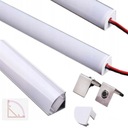 Rohový hliníkový hranatý profil s tienidlom a LED pásikom 100cm 12V