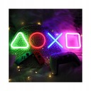 Neónové nočné svetlo s LED hernými symbolmi na gamepade PS4