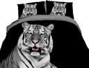 3D obliečky Biely tiger čierny/sivý 160x200, 3 kusy