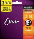 Elixir 16546 Nanoweb struny pre akustickú gitaru (13-56) 3 balenie