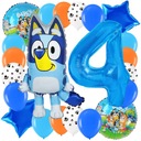 BLUEY BINGO BALÓN SET ČÍSLO PSA BALÓN 4 ROKY ŠTVRTÉ NARODENINY 22 EL