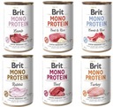 BRIT MONO proteínový MIX príchutí 6x400 g pre PSOV