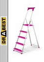PRO jednostranný 5-stupňový hliníkový rebrík, fialový DRABEST, 150kg