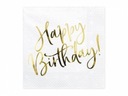 Narodeninové obrúsky s nápisom Happy Birthday v zlatej farbe