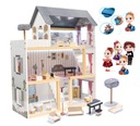Drevený domček pre bábiky + nábytok pre 4 BÁBIKY 78cm LED osvetlenie