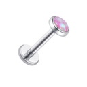 PIERCING Náušnica Silver Labret s ružovým opálom Titanium LOBE Helix 1,2/8/4
