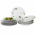 Večera pre 6 osôb, súprava porcelánových tanierov, 18 kusov, Divoká ruža
