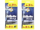 holiace strojčeky GILLETTE BLUE 3 2X 6ks HLADKÉ