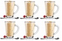 Šálky, poháre na LATTE, 6 ks, 300 ml + dlhé lyžičky