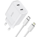 2x sieťová nabíjačka USB-C Tech-Protect PD 20W + Lightning kábel