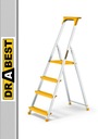 PRO jednostranný 4-stupňový hliníkový rebrík, žltý DRABEST, 150 kg