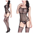 BODYSTOCKING telové pančuchy otvorené JACKET čierne erotické SPÁDLO