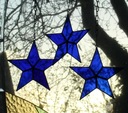 Tiffany modrá vitrážová hviezda SET 3 ks