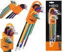 IMBUS KĽÚČE TORX, DLHÝ IMBUS T10-T50, FAREBNÉ 9 KS NEO TOOLS.