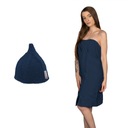 SAUNA SET DÁMSKY KILT COPERTINA FROTÉ OTERÁK LINGUA KLOBÚK NAVY
