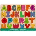 Drevené vzdelávacie puzzle Abeceda Puzzle Montessori Písmená Lelin