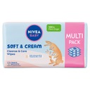 Nivea Baby Soft & Cream biologicky odbúrateľné obrúsky 4 x 57 ks.