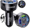 RÝCHLA UNIVERZÁLNA nabíjačka do auta 4x USB PD QC 3.0 + kábel ZDARMA