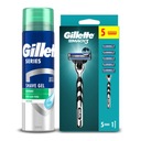 Gillette Mach3 Set Razor + 5 čepieľok + Upokojujúci gél s aloe 200 ml