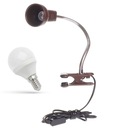 Hnedá stolná lampa s klipom + 6W LED žiarovka
