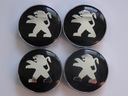 4x Emblémy stredových krytov pre ráfiky PEUGEOT 60 mm, čierne