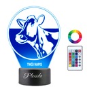 Nočná lampa Animal Cow Circle Darček Váš nápis Gravírovanie Meno 3D LED